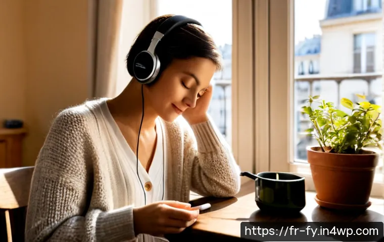 Home 17 ASMR을 활용한 심리적 치유 경험 - Photorealistic quiet ASMR self-care scene in a sunlit Parisian apartment, relaxed French woman weari...